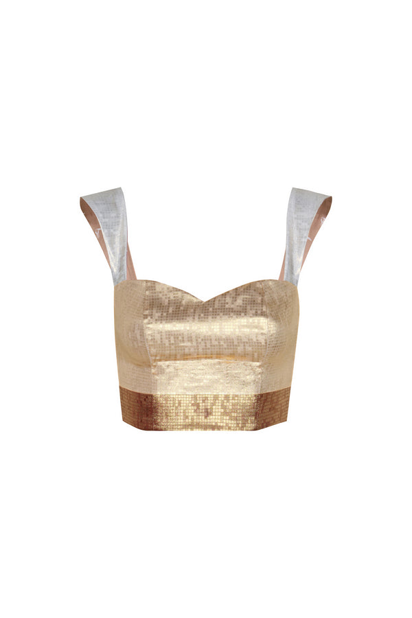 Calima Silk Jacquard Crop Top / Terra Stripes