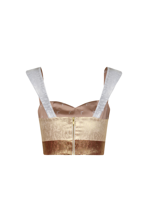 Calima Silk Jacquard Crop Top / Terra Stripes