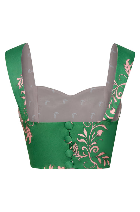 Calima Cotton Silk Top / Green Buganvilias