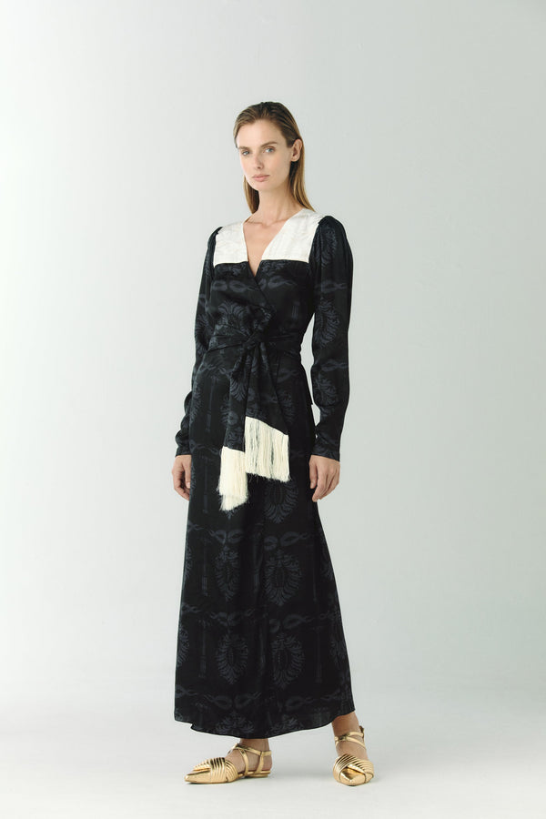 Obregon Silk Jacquard Maxi Dress / Black