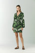 Joaquina Silk Jacquard Mini Kaftan / Green Brushed