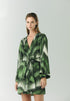 Joaquina Silk Jacquard Mini Kaftan / Green Brushed