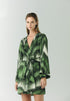Joaquina Silk Jacquard Mini Kaftan / Green Brushed