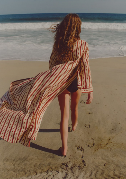Rafaela Linen Kaftan / Red Stripes