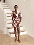 Tomaso Linen Short / Ecru - Purple Gladiolos