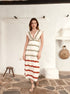 Quinto Sol Cotton Midi Dress / Ivory Striped Helechos