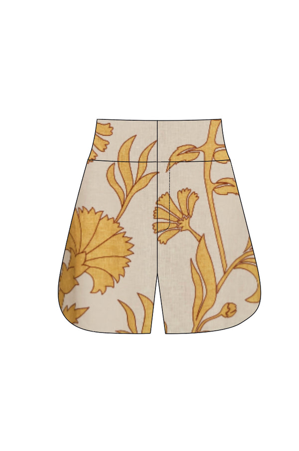 Tomaso Linen Short / Yellow Flowers