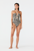 Saint Tropez One Piece / Ivory & Black Animal Print