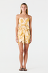 Peplum Linen Top / Yellow Flowers