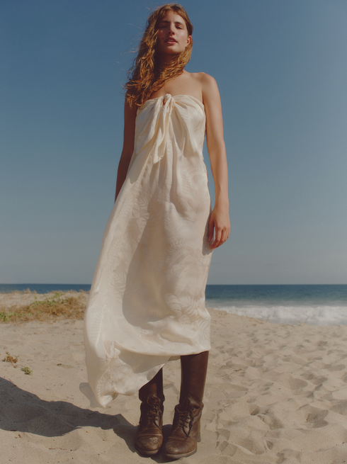 Cayetana Silk Jacquard Maxi Dress / Ivory Rainforest
