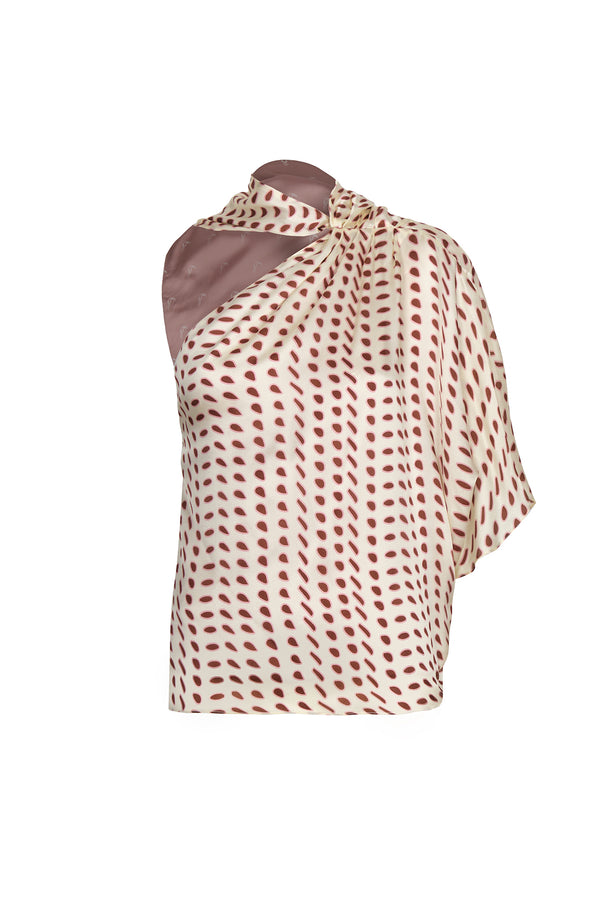 Chiminango Cotton Silk Blouse / Ivory Wine Seeds