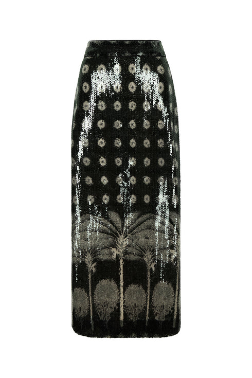 El Carmen Sequins Midi Skirt / Green