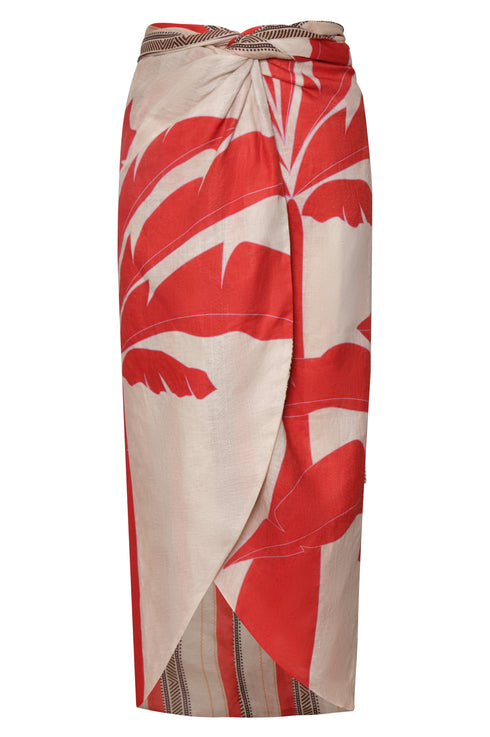 Capurgana Linen Skirt / Orange Palms