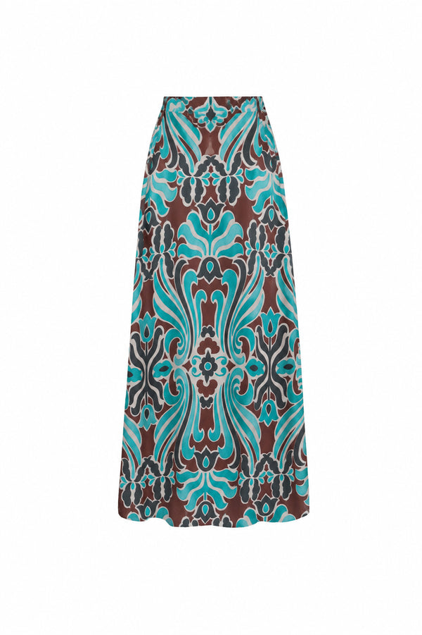 Carlota Crepe Chine Maxi Skirt / Brown