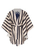 Cavalo Embroidered Linen Poncho / Ivory and Navy