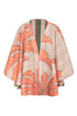 Cavalo Linen Poncho / Peach Palms - Green Artisanal Stripes