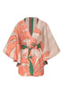 Cavalo Linen Poncho / Peach Palms - Green Artisanal Stripes