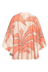 Cavalo Linen Poncho / Peach Palms - Green Artisanal Stripes