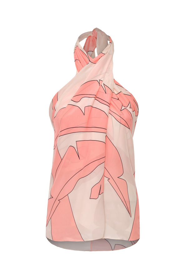 Cayetana Silk Crepe Blouse / Peach Palms