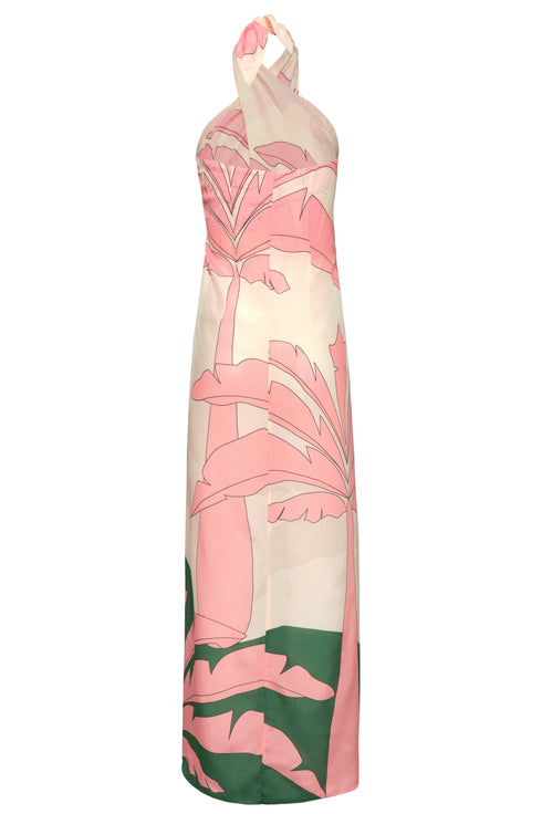 Cayetana Silk Crepe Maxi Dress / Peach Palms