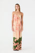 Cayetana Silk Crepe Maxi Dress / Peach Palms