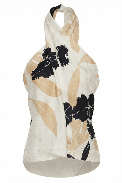 Cayetana Silk Jacquard Blouse / Black Orchids