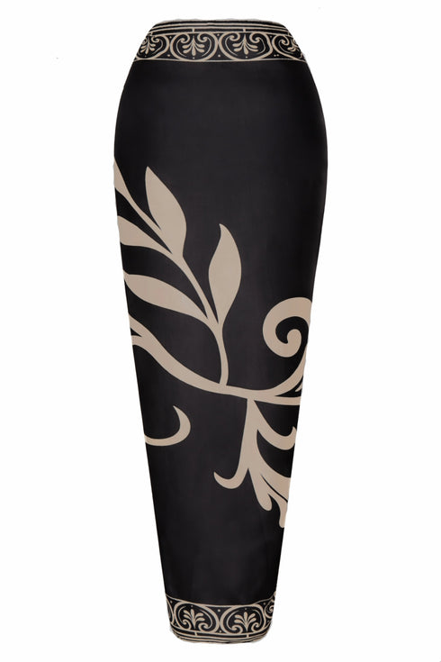 De La Falaise Cotton Silk Sarong / Ivory Flowers