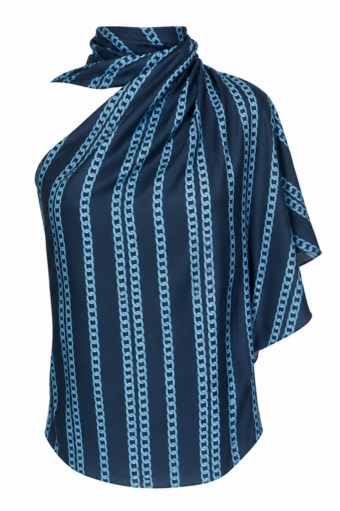 Chiminango Silk Blouse / Blue Chains