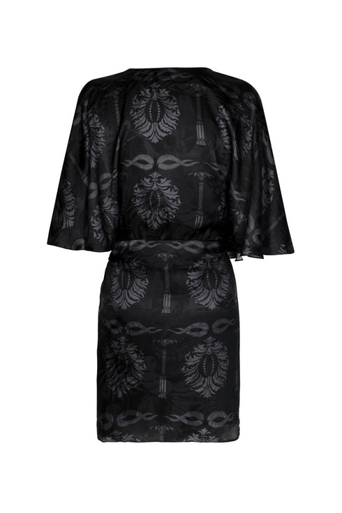 Coco Silk Jacquard Mini Dress / Black