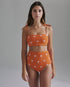 San Miguel Embroidered Top / Orange Lilac Polka Palms