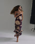 Sevillana Crepe Chine Dress / Purple Gladiolos