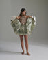 Bianca Pleated Linen Mini Skirt / Green Stripes