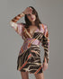 Grecia Satin Silk Mini Dress / Lilac Platanera Leaves