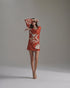 Lisboa Crepe Chine Mini Dress / Orange Gladiolos