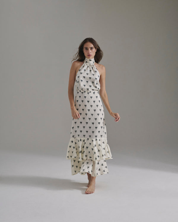 Magdalena Martellato Silk Blouse / Ivory - Black Polka Palms