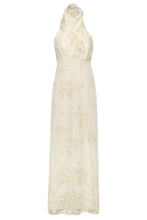 Costa del Sol Cotton Eyelet Midi Dress / Ivory Guayacanes
