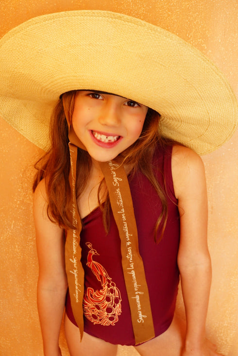 Mini Arahuac / Wine Peacock - Fuchsia