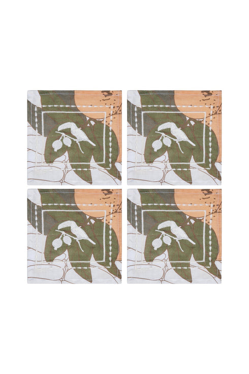 Tucan Guava Cocktail Napkins / Ivory