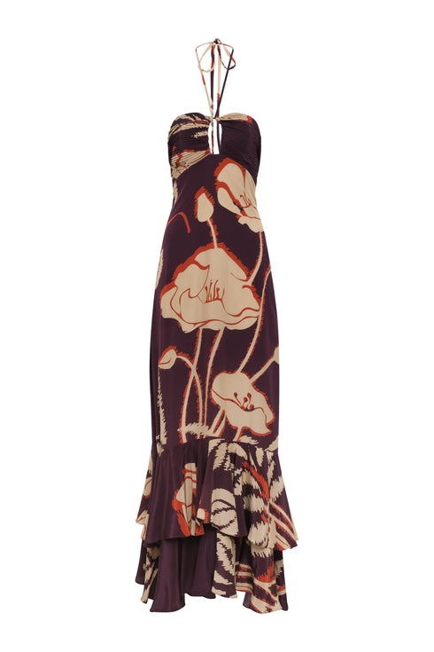 Sevillana Crepe Chine Dress / Purple Gladiolos