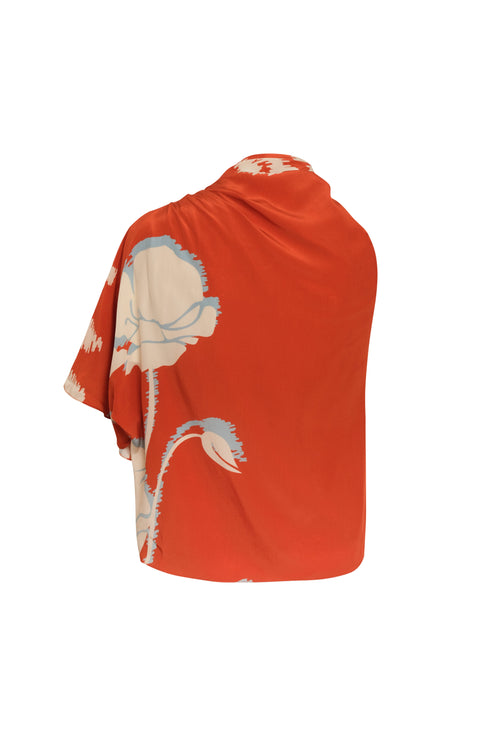 Chiminango Crepe Chine Blouse / Orange Gladiolos