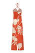 Amazonia Crepe Chine Maxi Dress / Orange Gladiolos