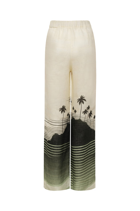 San Benito Linen Pants / Green Tropical Landscape