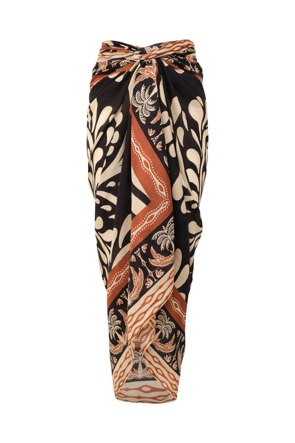 De La Falaise Cotton Silk Sarong / Black Arabesque