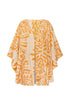 Cavalo Hand Embroidered Linen Poncho / Ecru Yellow Arabesque