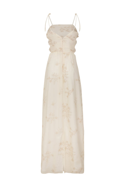 Tejada Pleated Cotton Midi Dress / Ivory Guayacan