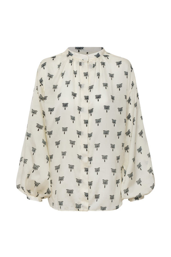Don Simon Martellato Silk Shirt / Ivory - Black Polka Palms
