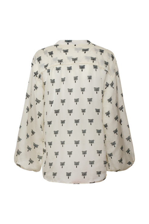 Don Simon Martellato Silk Shirt / Ivory - Black Polka Palms
