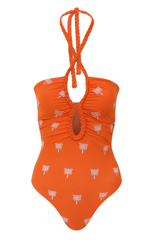 Saint Tropez Embroidered One Piece / Orange Lilac Polka Palms