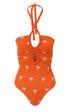 Saint Tropez Embroidered One Piece / Orange Lilac Polka Palms