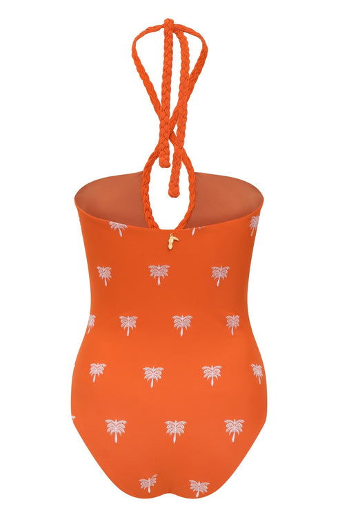Saint Tropez Embroidered One Piece / Orange Lilac Polka Palms